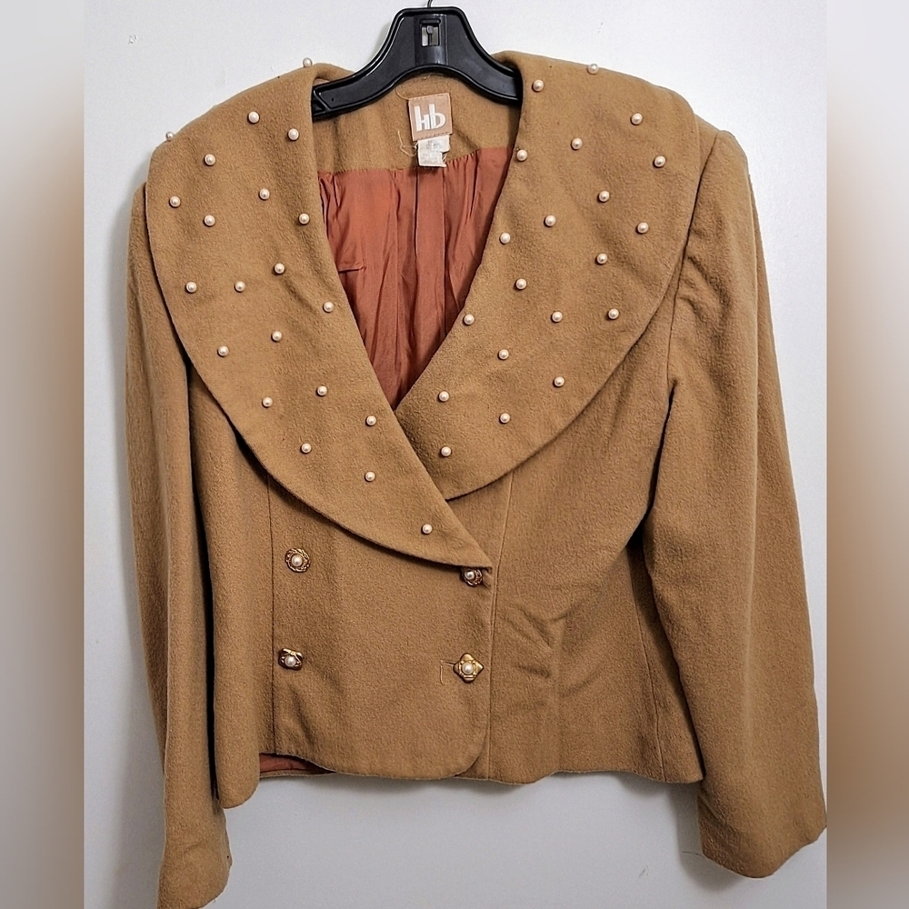 Vintage Novelty Couture Wool and Pearl Beaded Jacket - Picture 3 of 5